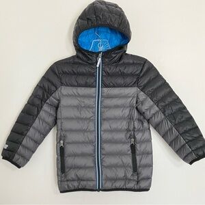 GERRY Down Puffer Hooded Jacket 650 Fill Black Grey Youth XS 5/6 Packable